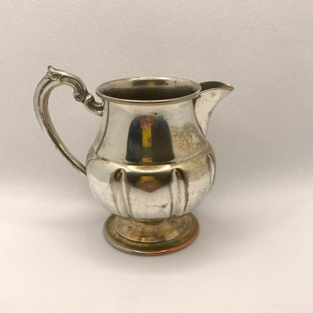Vintage Lehman Brothers New York Silver on Copper Coffee Creamer Marked Decor